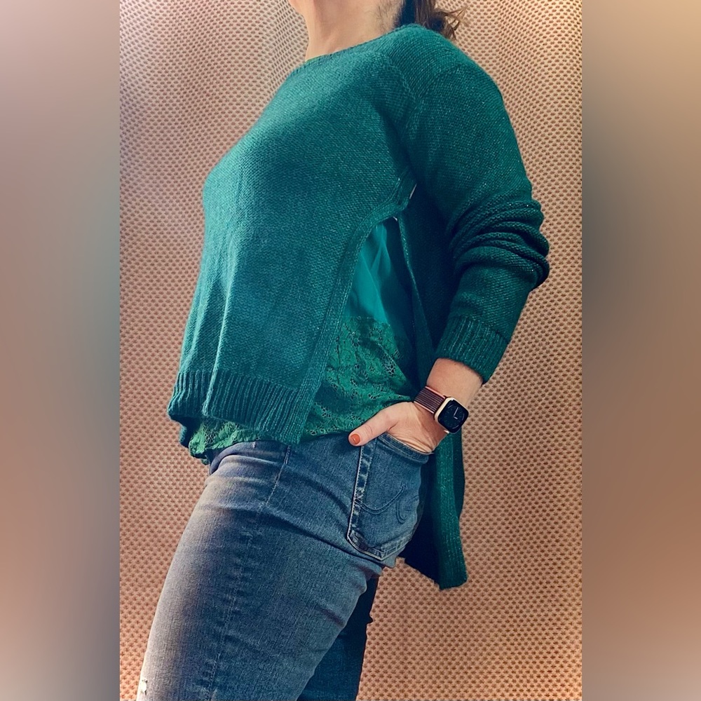 MARELLA Emerald Green Fuzzy Crewneck Sweater - Picture 3 of 12